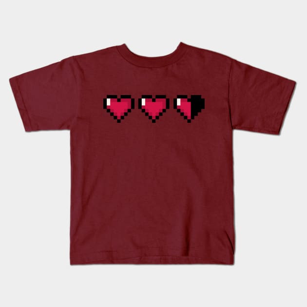 Video Game Hearts – Almost Full Health Kids T-Shirt by ExtraMedium